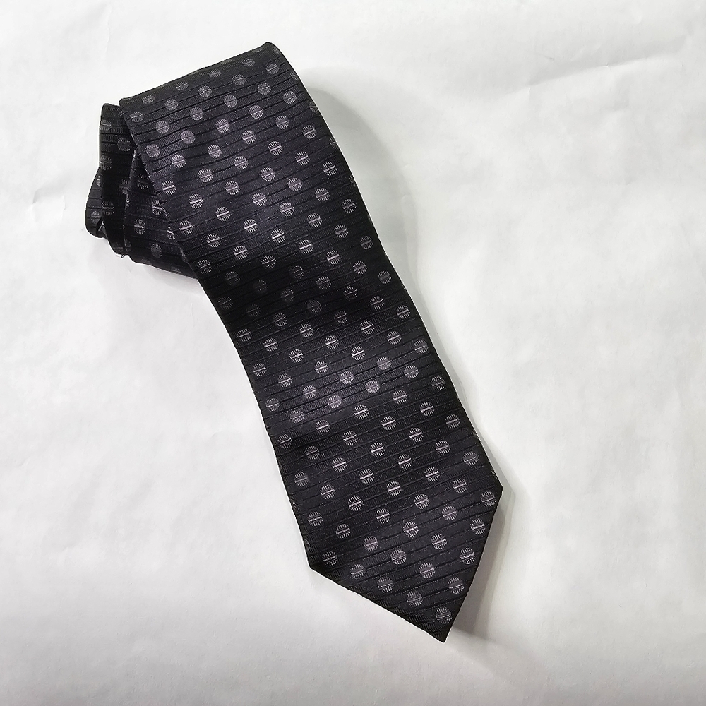 Giorgio Armani 100% Silk Black and Gray Polka Dot